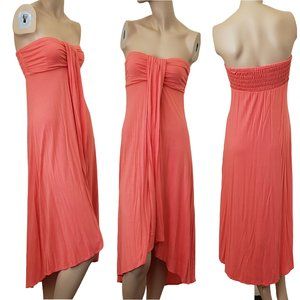 Dotti Strapless Bandeau Hi-Low Dress SZ S Coral